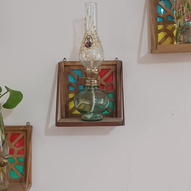 شلف دیواری سنتی ست 3 تایی سایز 15در15 چوبی صنایع دستی بیاتانی