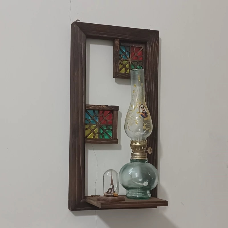 طاقچه  سنتی و شلف دیواری گره چینی چوبی سایز 18در38