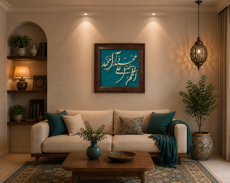 تابلو معرق صلوات سایز ۲۸ در ۲۸ زمینه آبی فیروزه ای